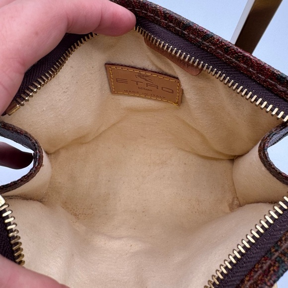 90s Etro Milano Paisley Coated Canvas Mini Clutch/Cosmetic Bag - Picture 10 of 13